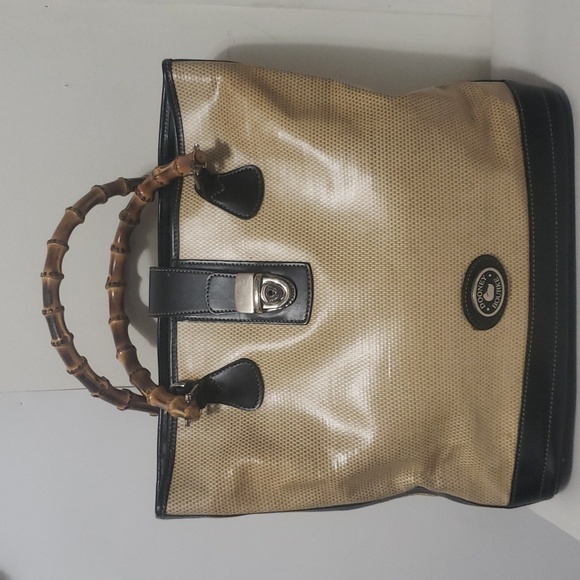 Dooney & Bourke Handbags - Dooney & Bourke Vinyl Coated Bamboo Handles Tote/ Shoulder Bag